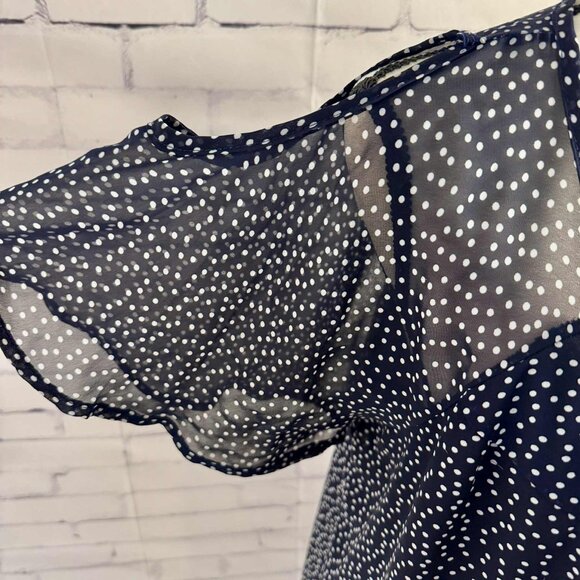 Torrid Navy Polka Dot Cold Shoulder Chiffon Dress – Size 2 (2X) - Picture 2 of 7